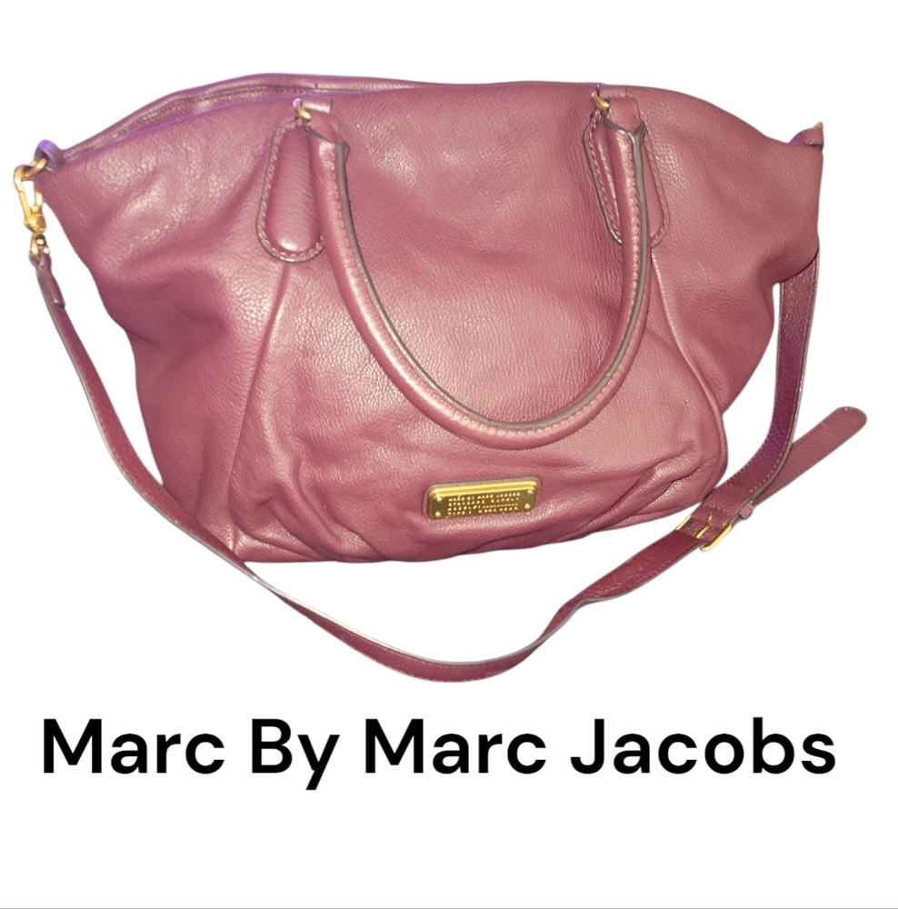 Marc By Marc Jacobs Large Burgundy Leather Handbag With Removeable Crossbody Str